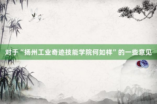 对于“扬州工业奇迹技能学院何如样”的一些意见